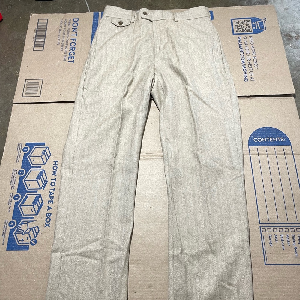 Ralph Lauren Polo Golf Wool Pants Sz 30/32 Tan Pleated (Tagged 31/33)